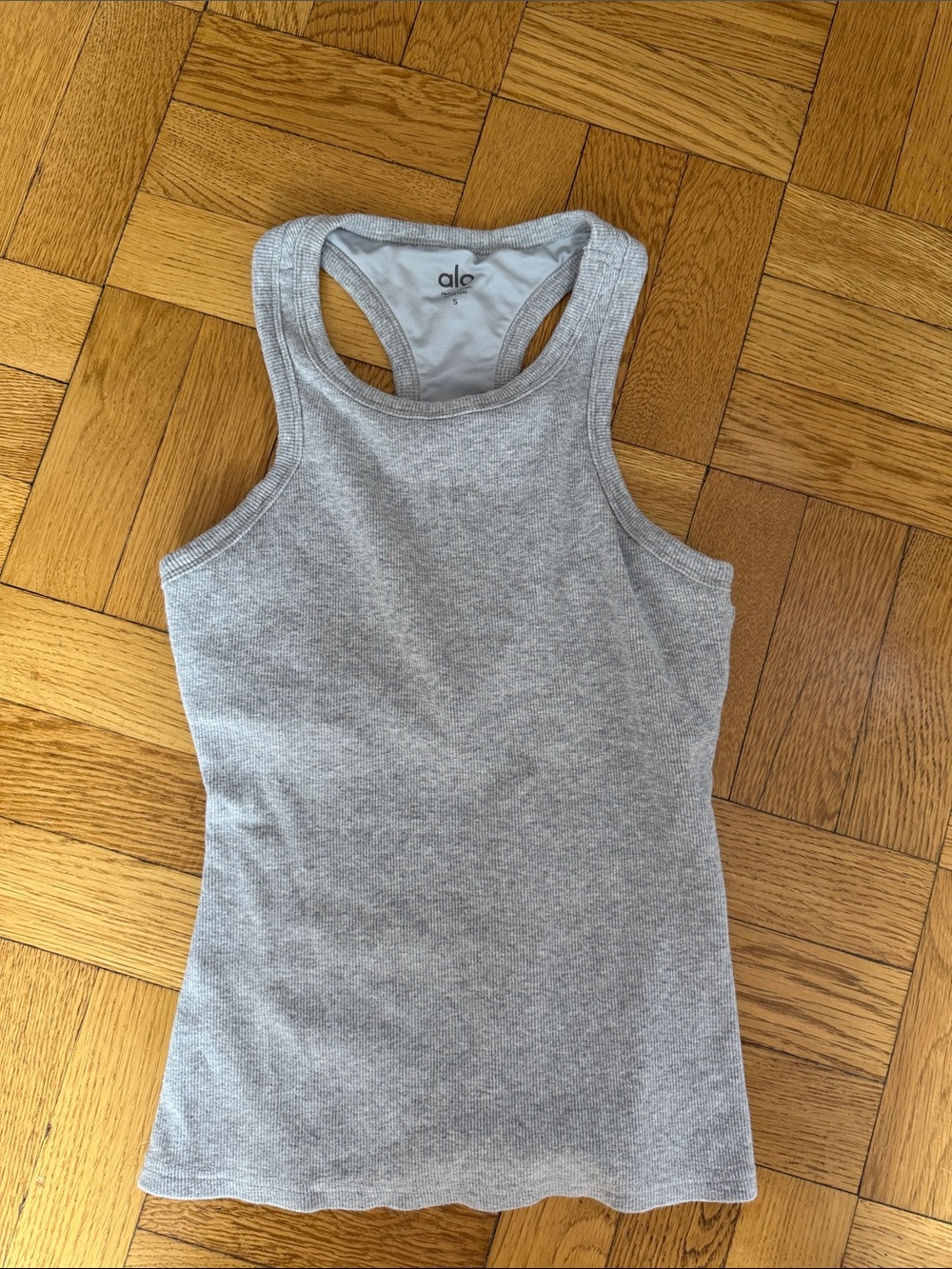 ALO Yoga Light Grey Ribbed Racerback Tank